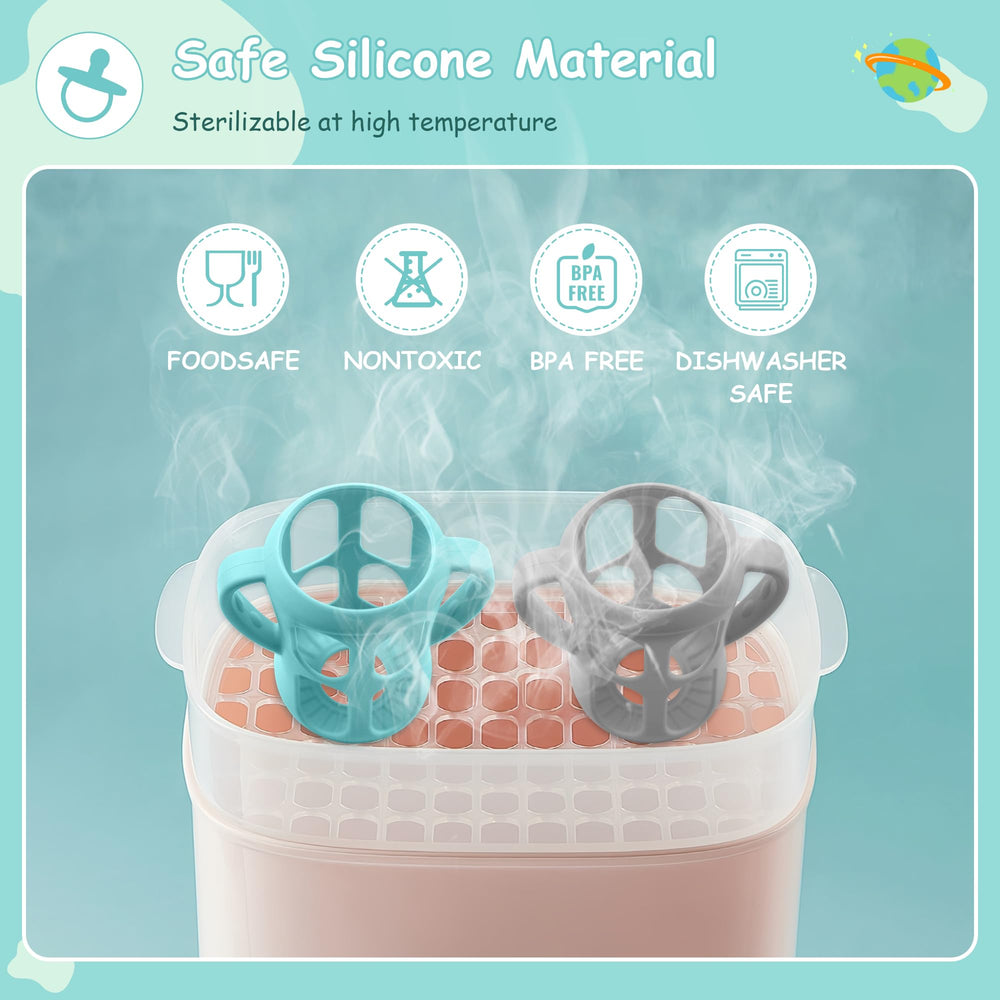 Dishwasher-safe silicone sleeve with no seams for simple cleaning.