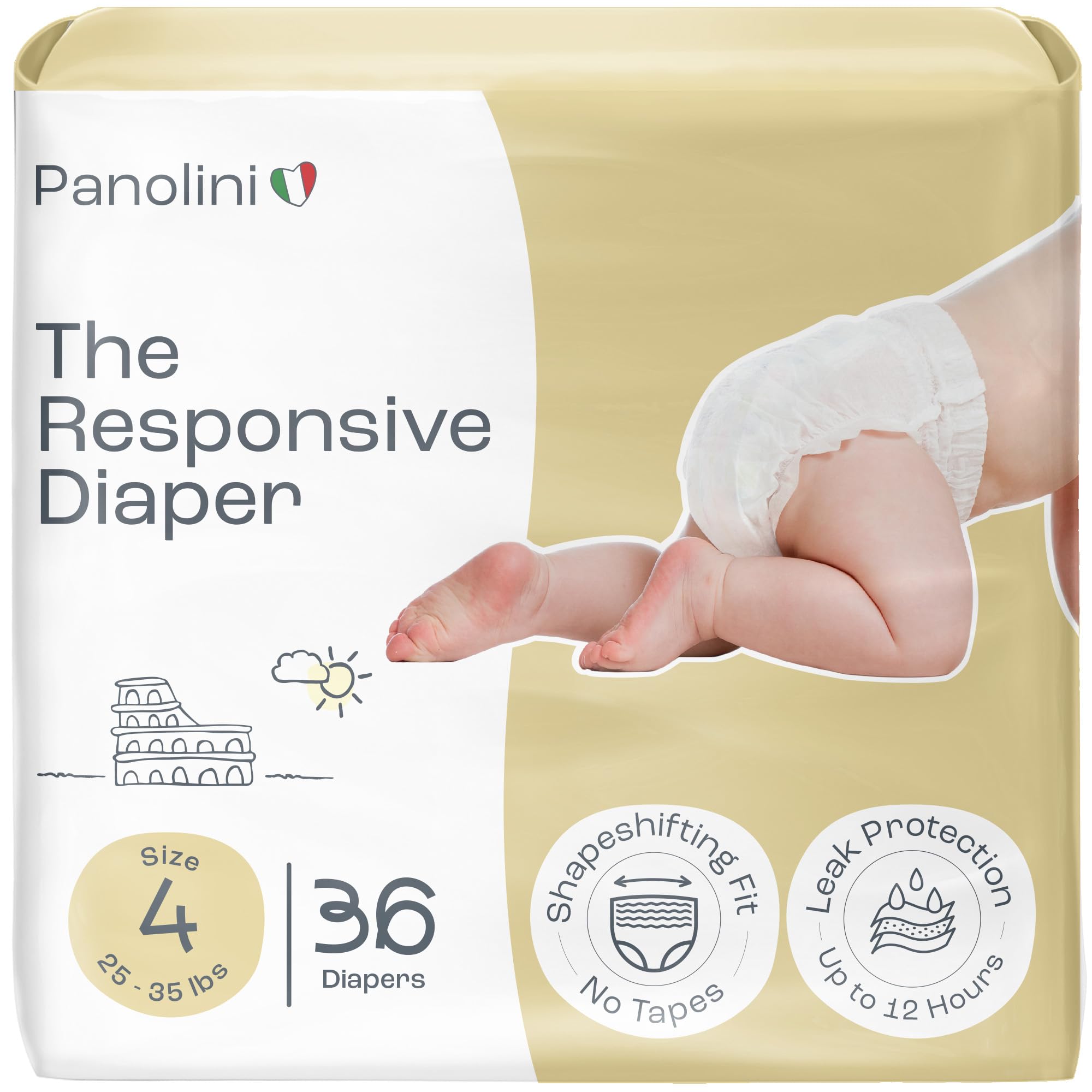 Panolini responsive diaper size-4 fit shows a secure pull-on design for day and night comfort.