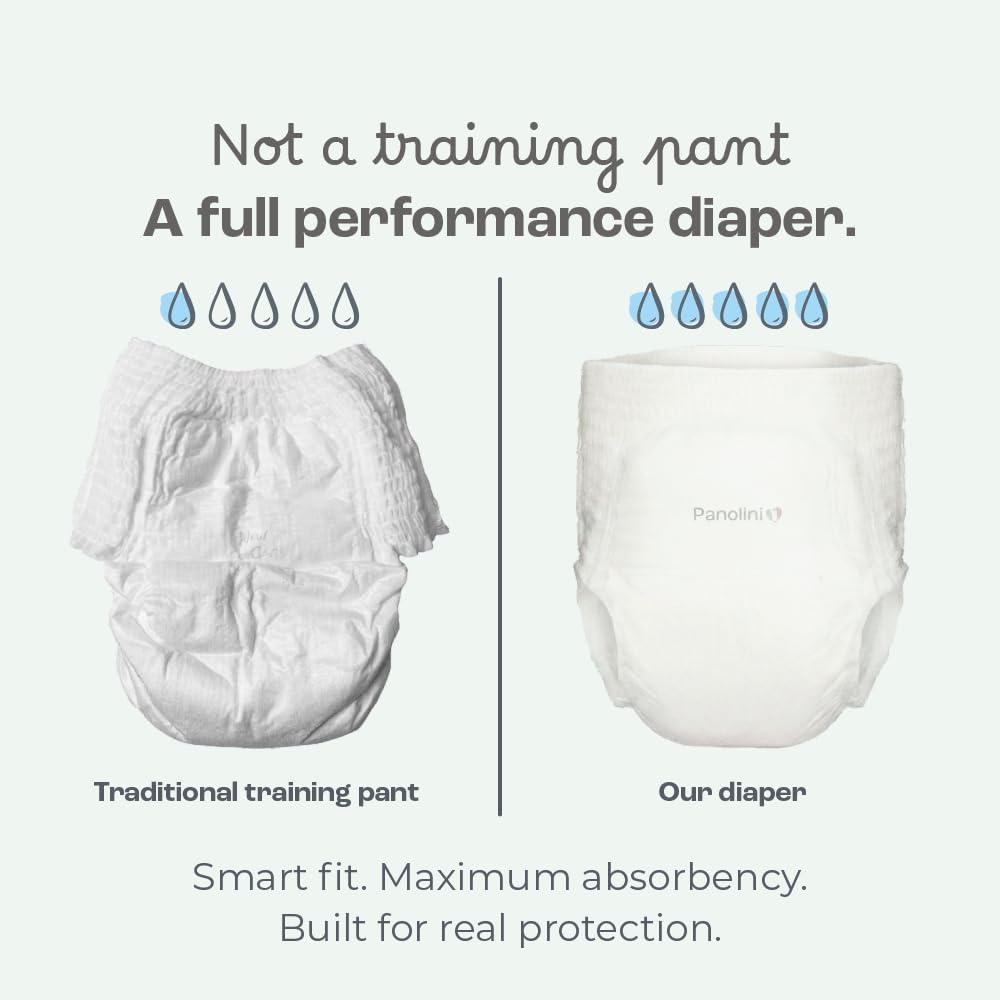 Panolini stretchable all-around waistband adapts as baby moves.