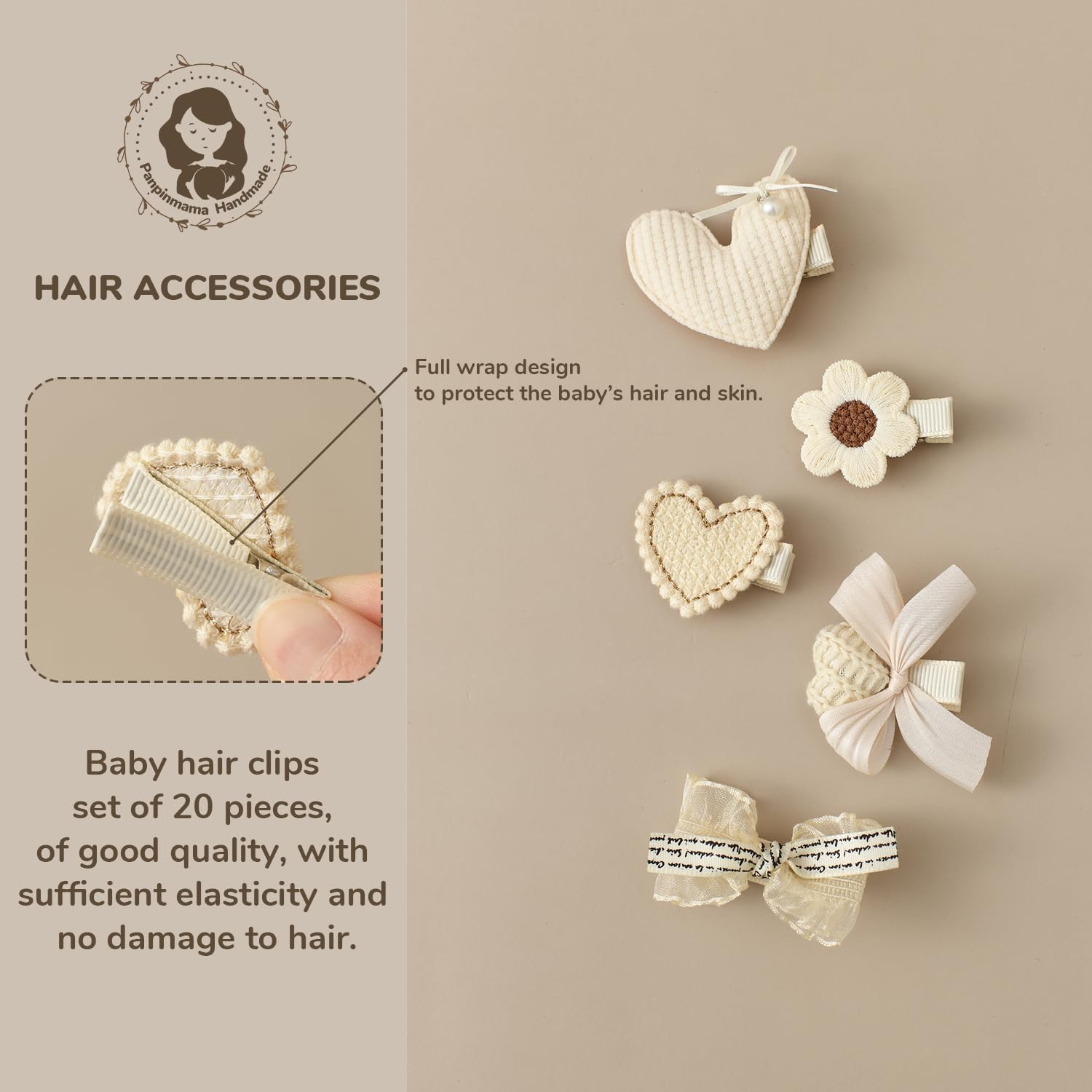 panpinmama baby girl bows with soft fabric covering prevent slipping.