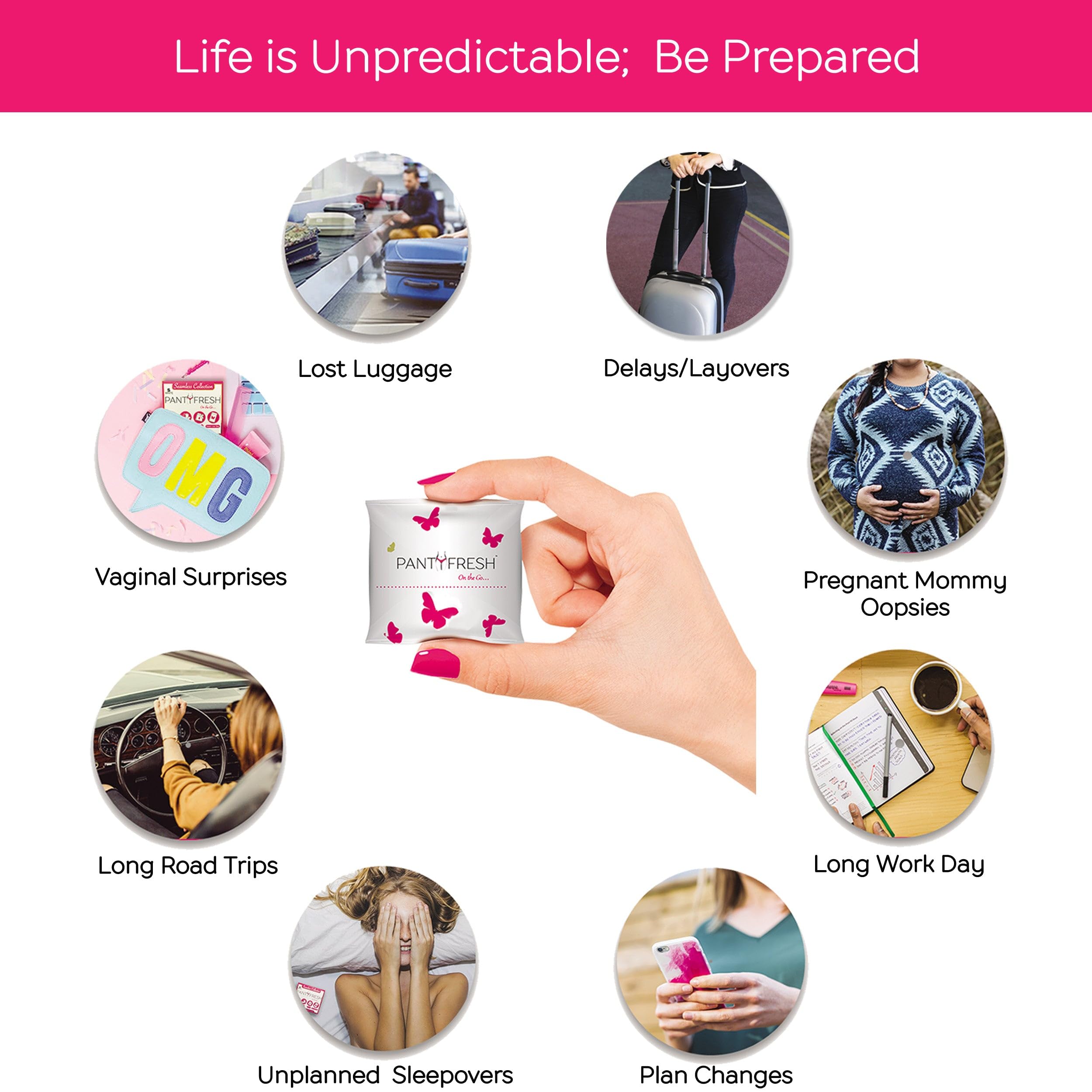 Panty Fresh travel essentials pack ideal for hiking and camps.