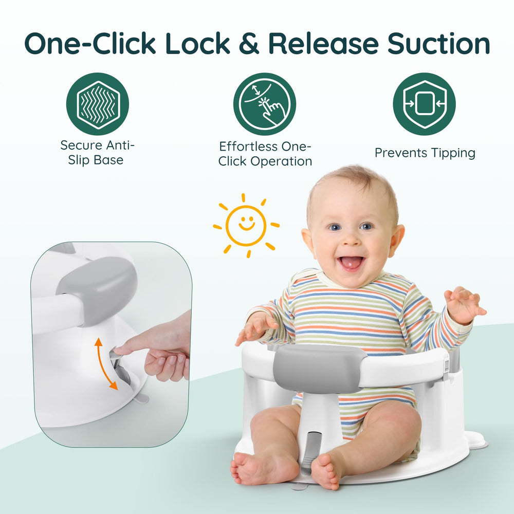 PANUSU 360-wraparound frame supports upright positioning during bath time.