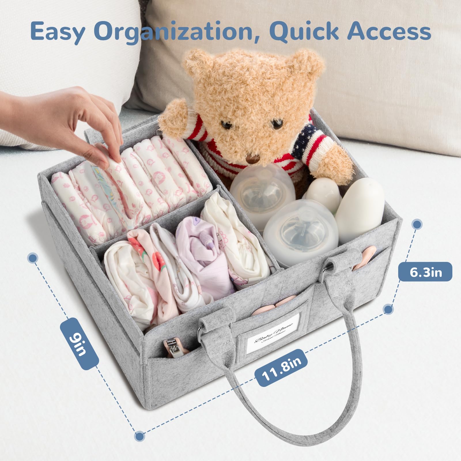 PaoveFor diaper caddy collapsible with handle is portable for on-the-go changes.