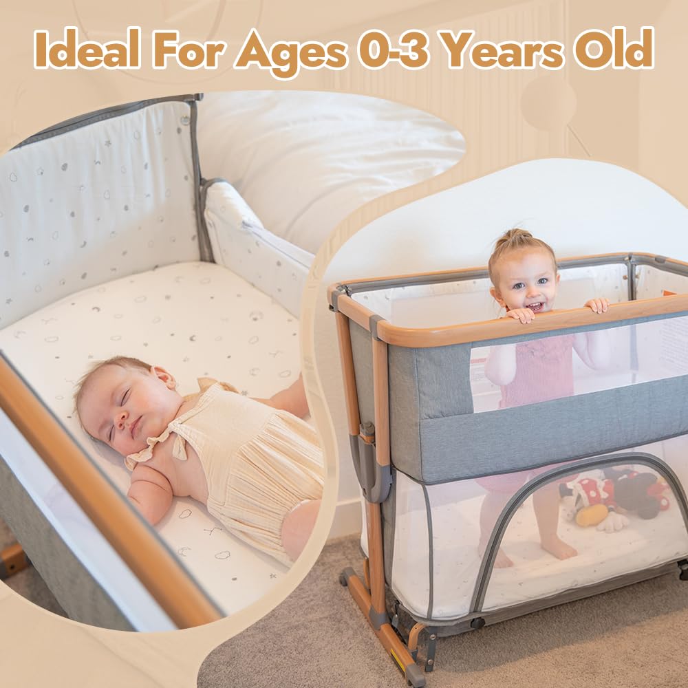 Papablic 4-in-1 bassinet zip-open side for night feeds
