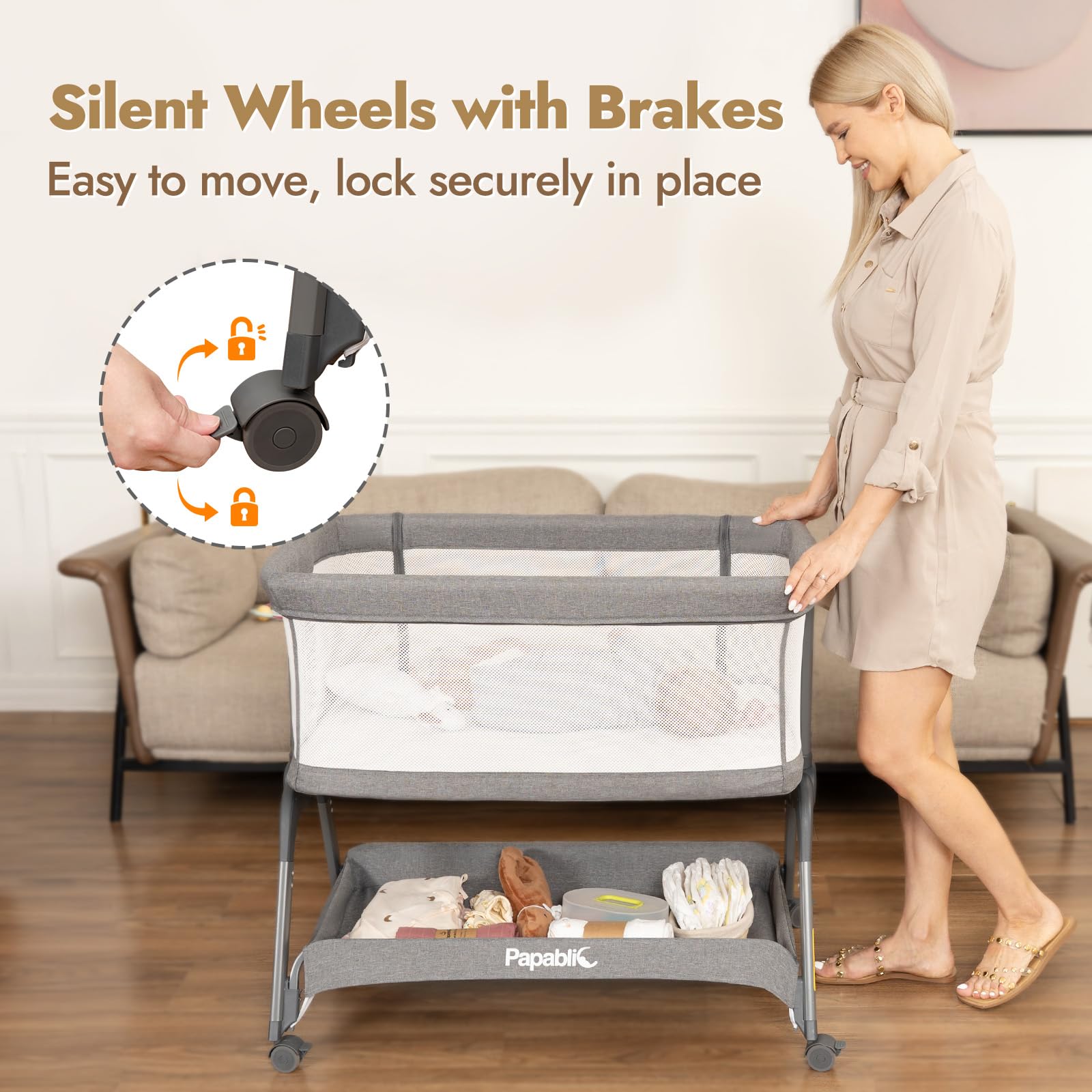 Papablic bassinet bedside compatibility aligns with a variety of frames.