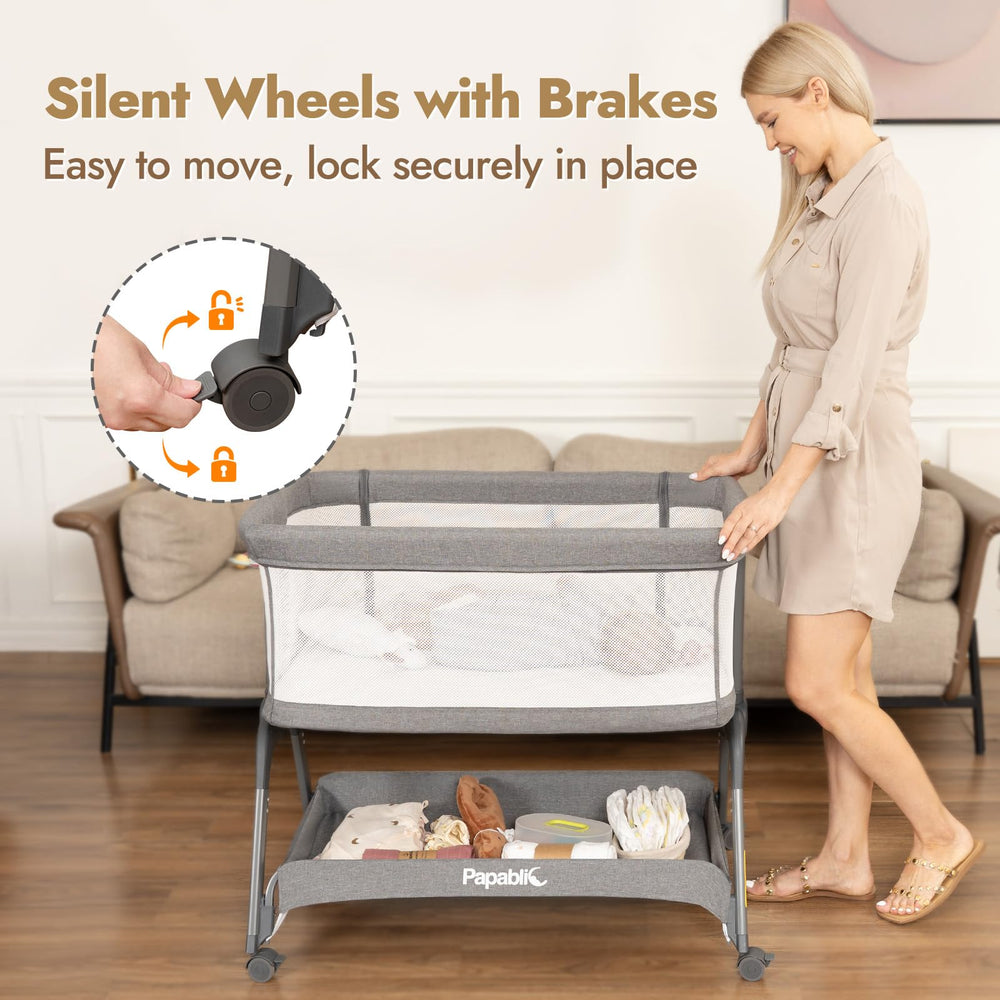 Papablic bassinet bedside compatibility aligns with a variety of frames.