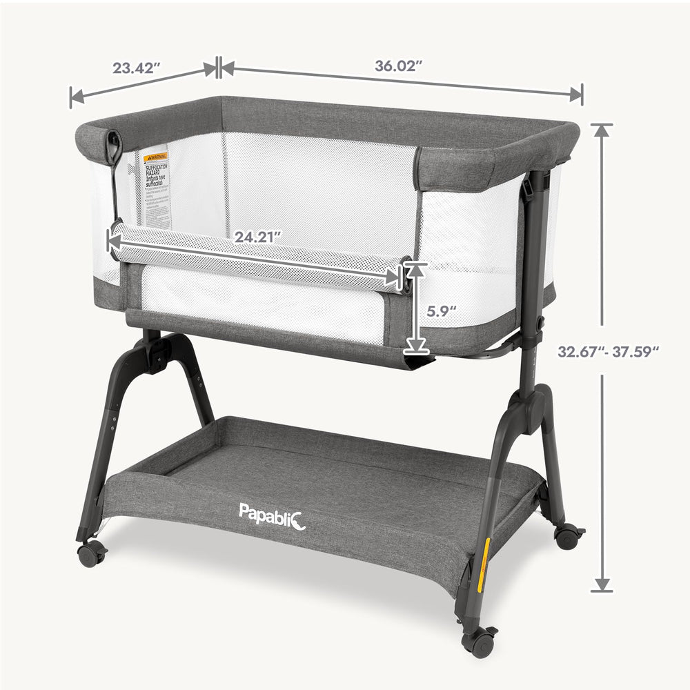 Papablic bassinet keeps baby close to parents for peaceful nights.