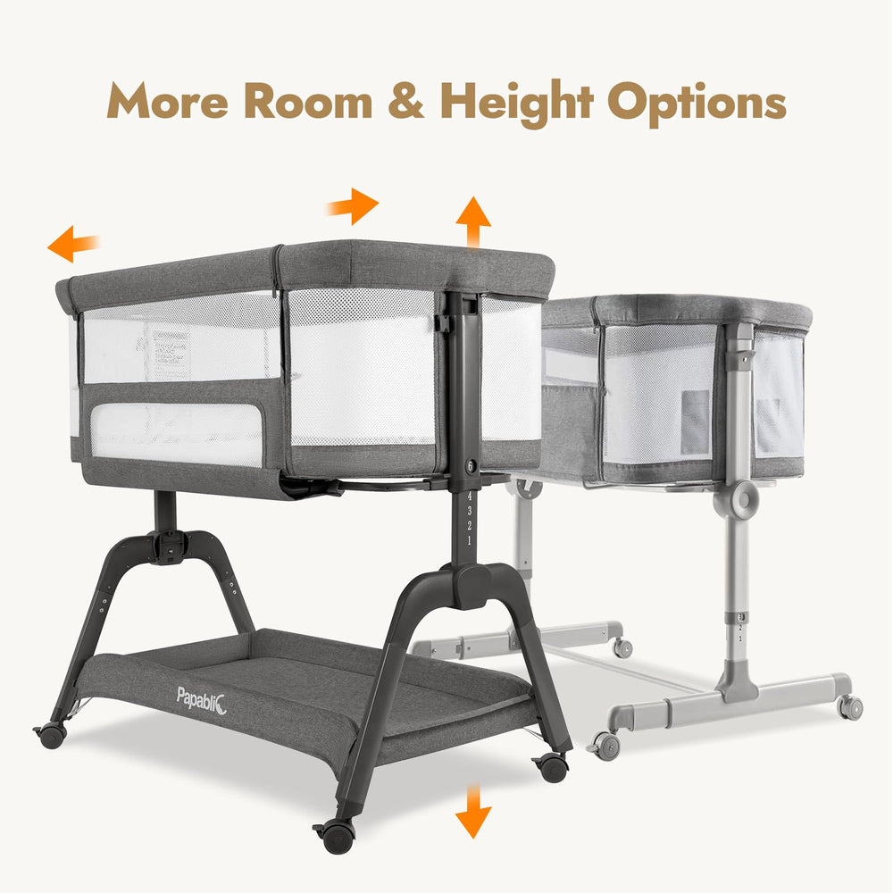 Papablic bassinet tool-free setup for quick assembly.