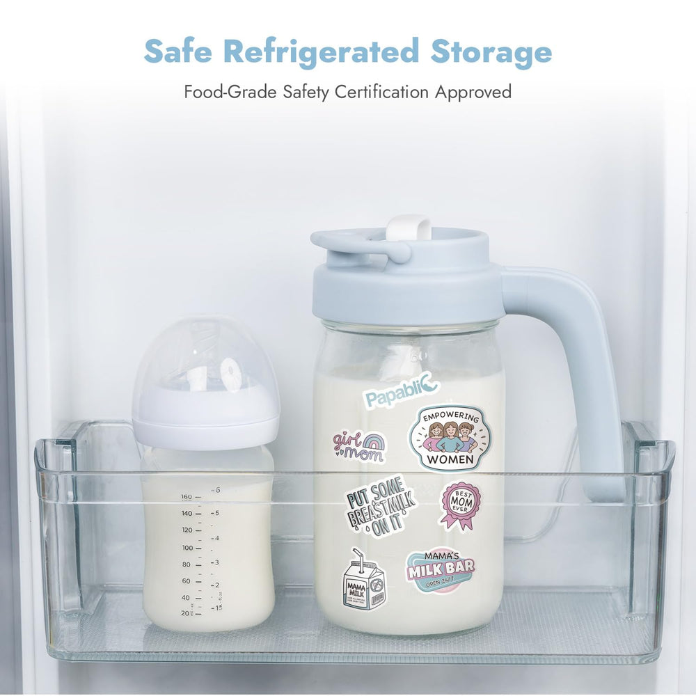 Papablic blue glass breastmilk pitcher for everyday use