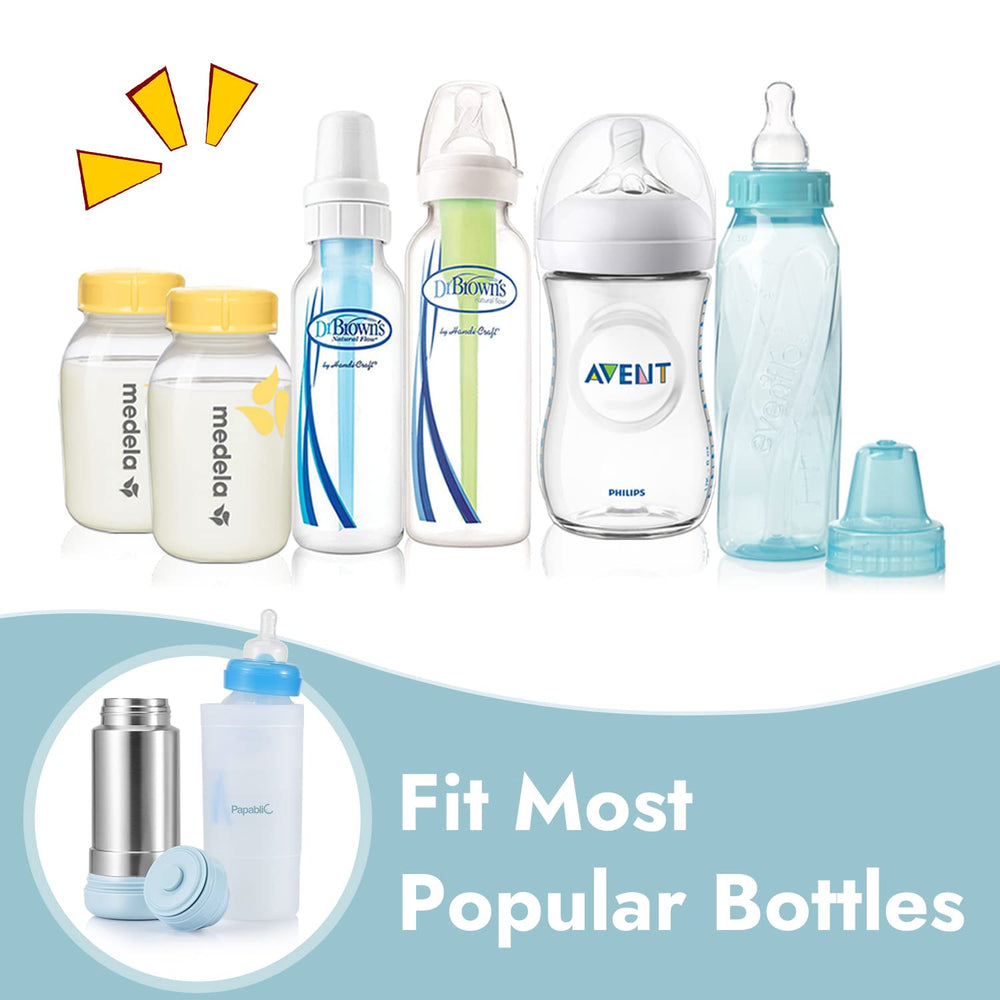 Compatible with Medela, Dr. Brown, Philips Avent, and Evenflo bottles.