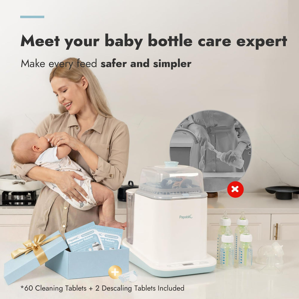 Papablic Bottle Washer Pro starter kit includes detergents and descalers