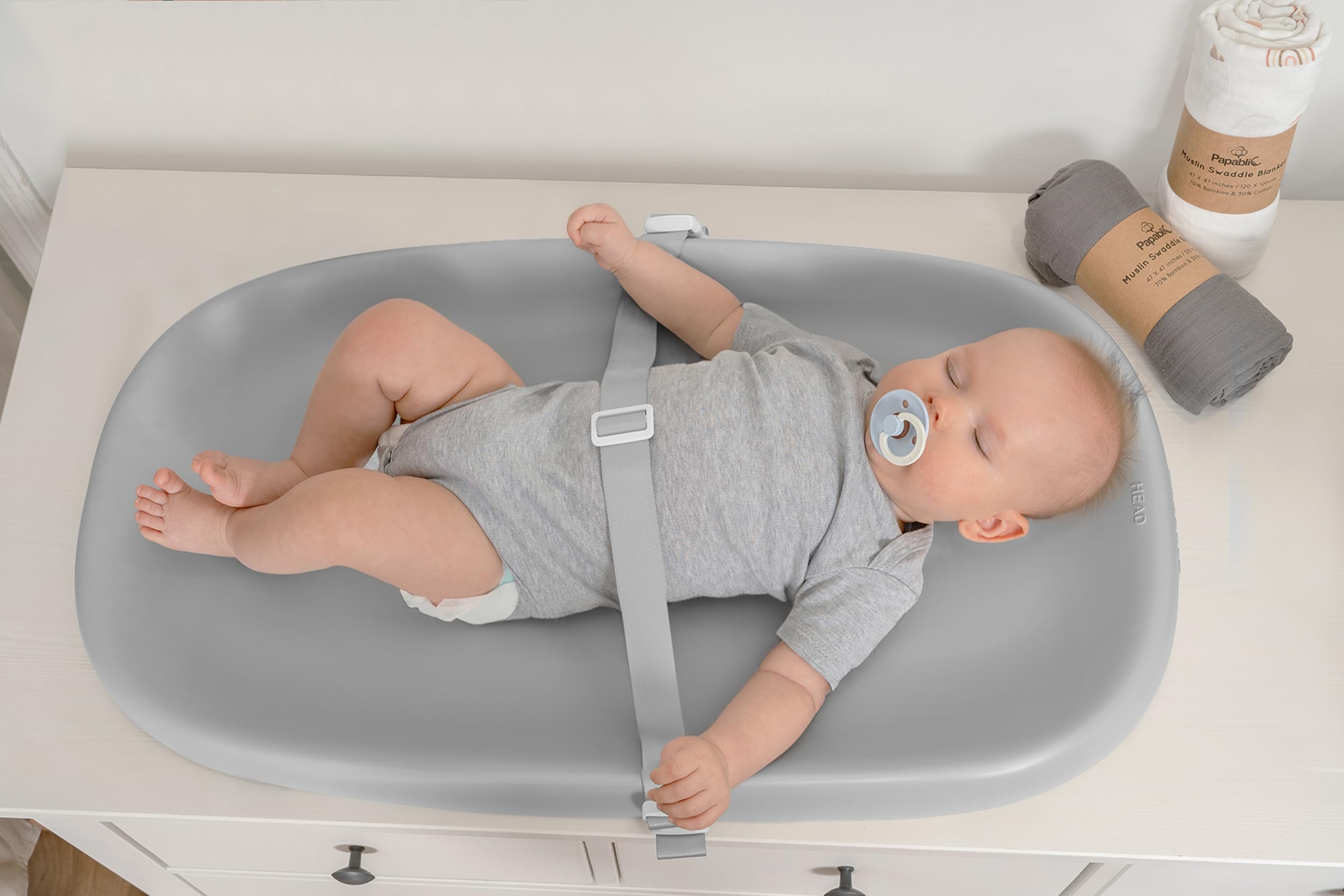 Papablic 30 x 17 inch pad fits dressers, beds, and sofas for versatile changing spaces.