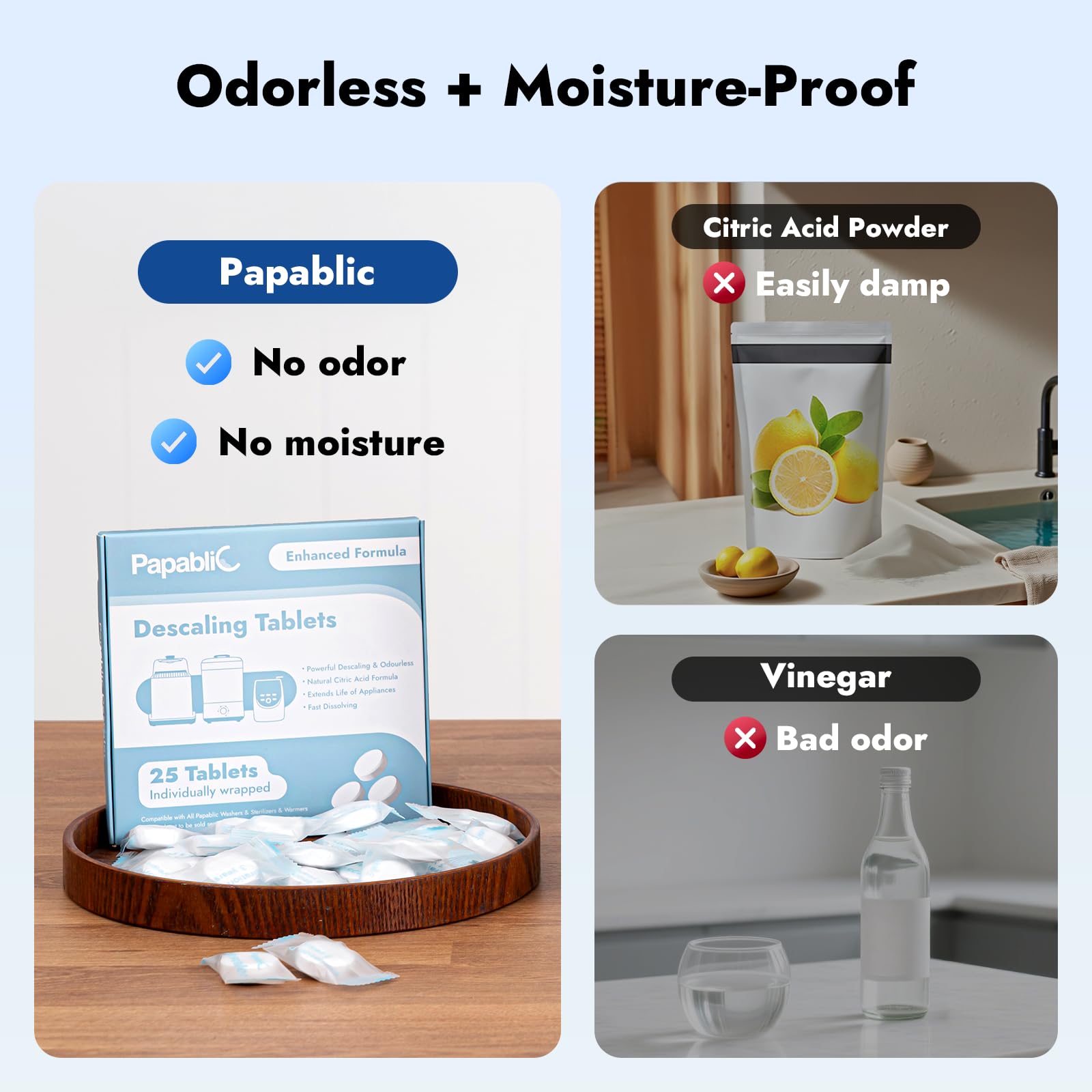 Papablic descaling tablets compatible with Baby Brezza and other appliances