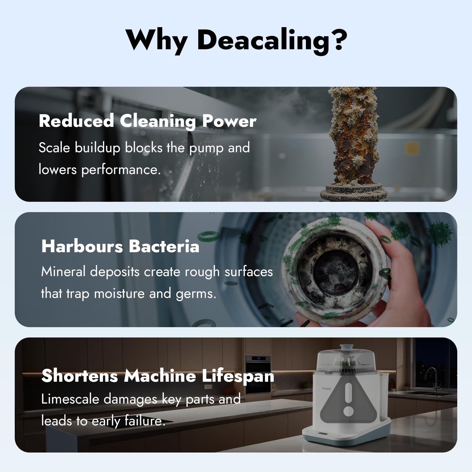 Papablic descaling tablets being added to a cycle for easy descaling