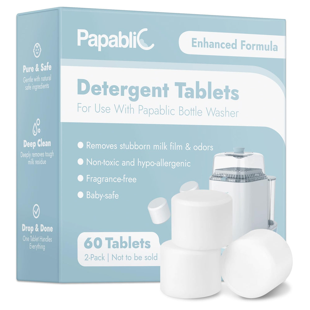 Papablic tablet action removes milk residues and odors effectively.