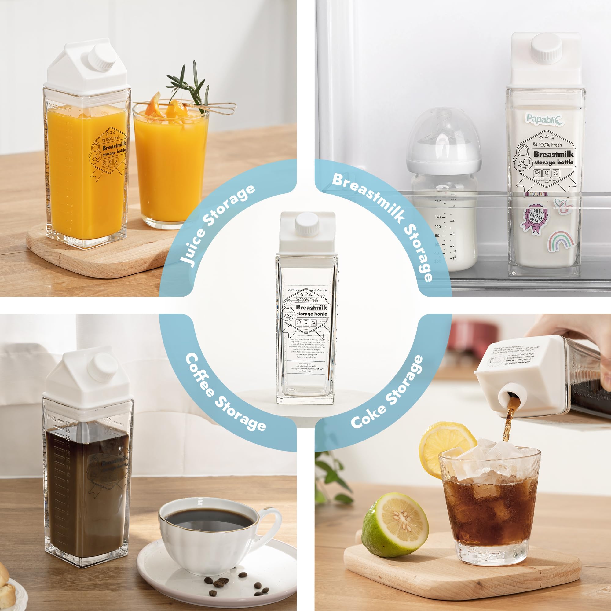 Papablic glass bottle designed with nostalgic charm to brighten pumping routines.