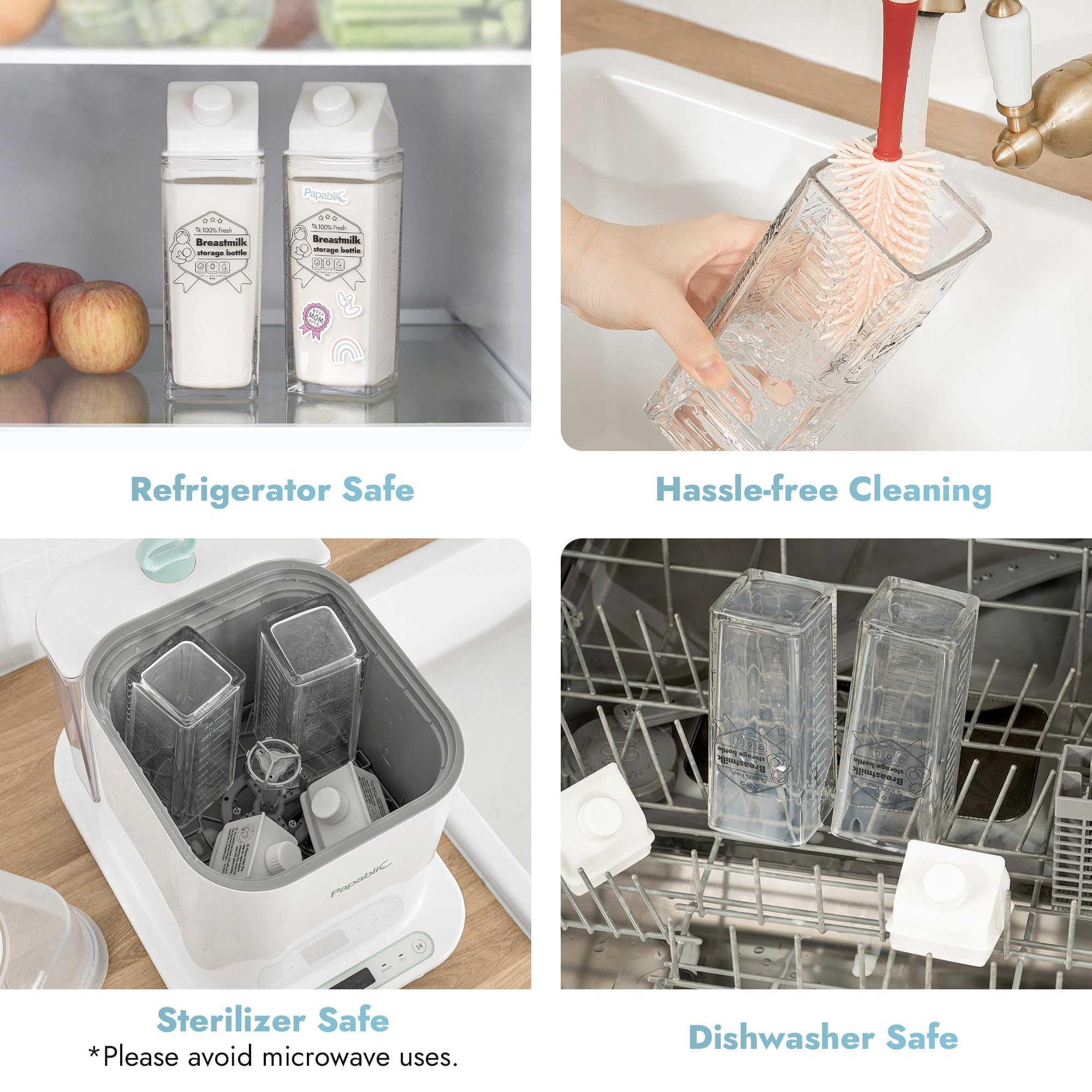 Papablic glass remains odor-free and non-porous for pure milk storage.