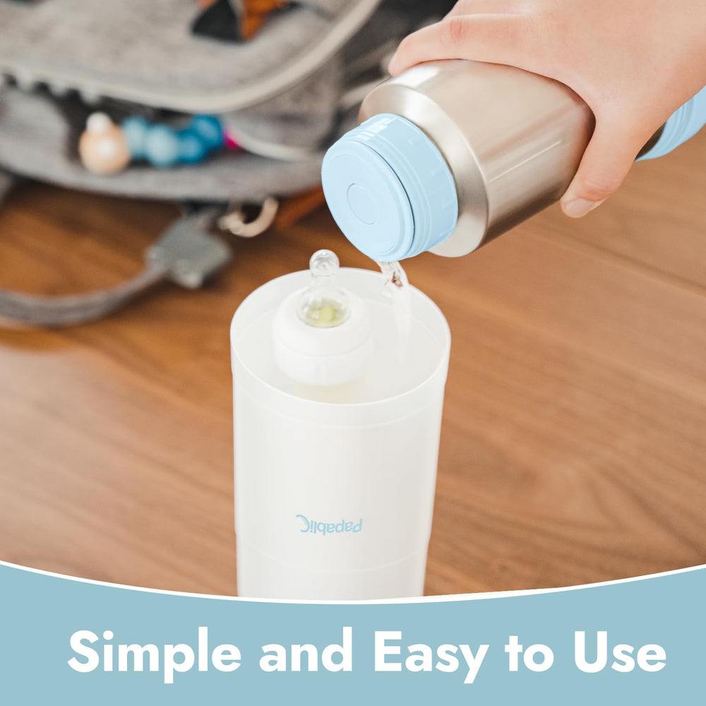 Double-wall vacuum insulation maintains hot water for hours during trips.