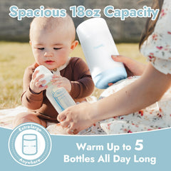 Compact Papablic bottle warmer fits neatly inside a diaper bag