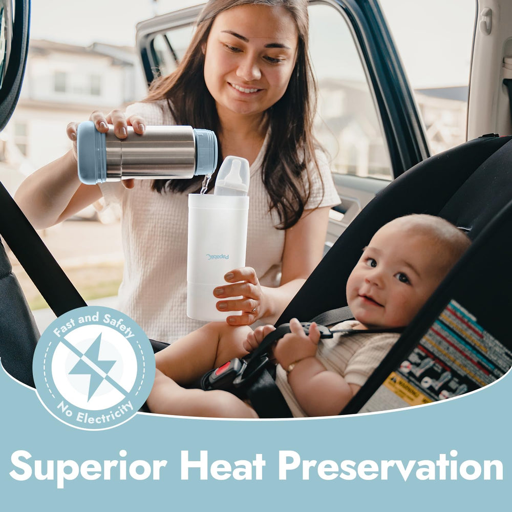 Papablic stainless steel warmer heats bottles quickly for fast feeds