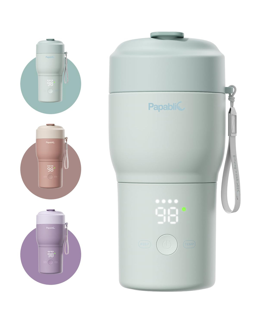 Papablic Pro Bottle Warmer front view shows travel-friendly compact design.