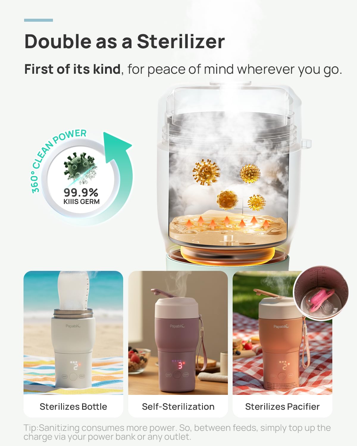 Papablic Pro Bottle Warmer sterilizer chamber close-up for hygiene.