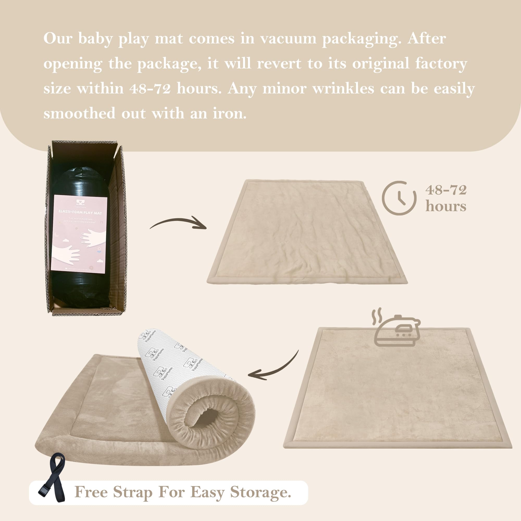 Easy-clean surface of PapaMama mat ready for quick wipes