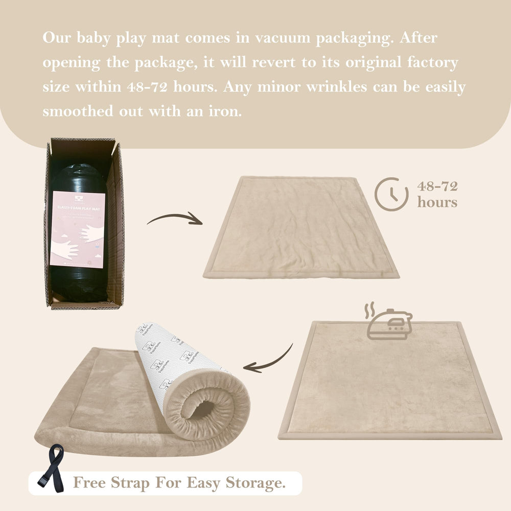 Easy-clean surface of PapaMama mat ready for quick wipes