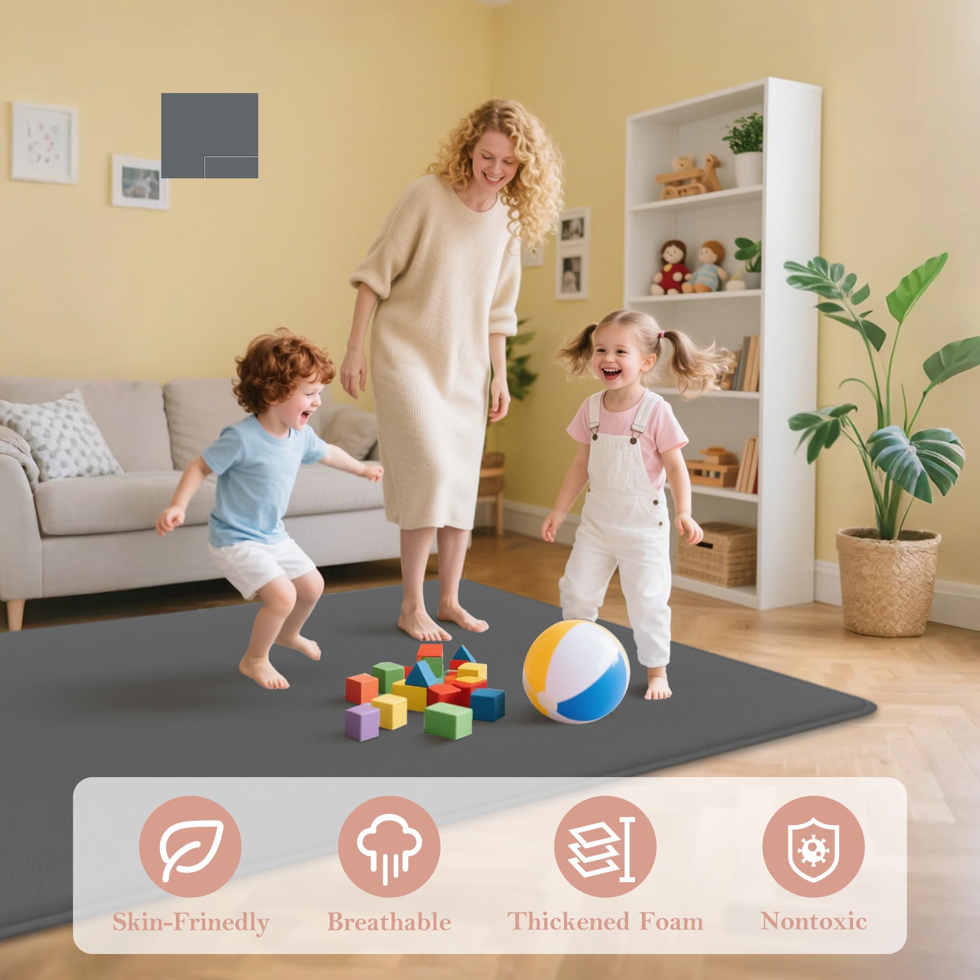 PapaMama memory foam core offers cushioned support during crawling