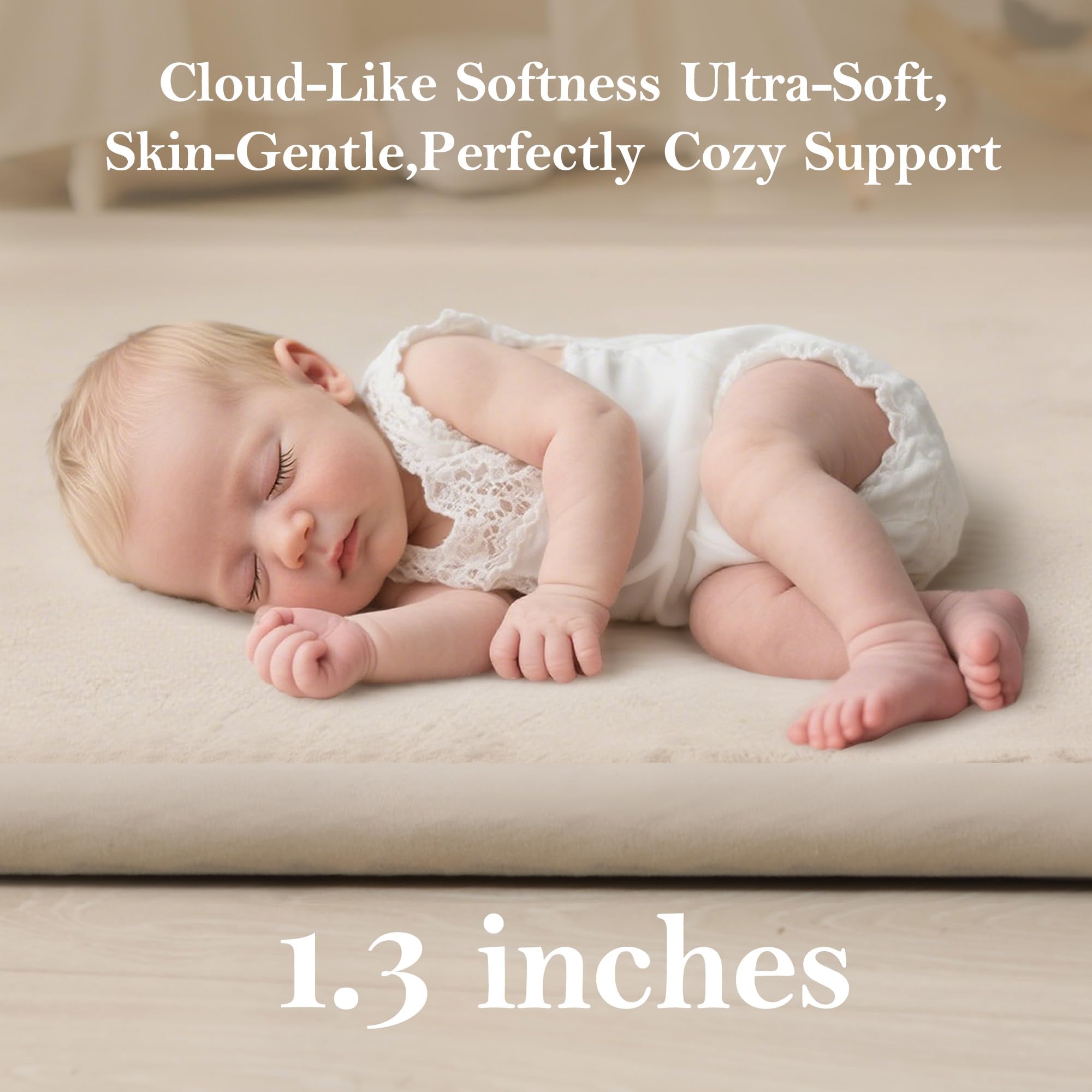 Close-up of PapaMama memory foam layer showing plush support for play