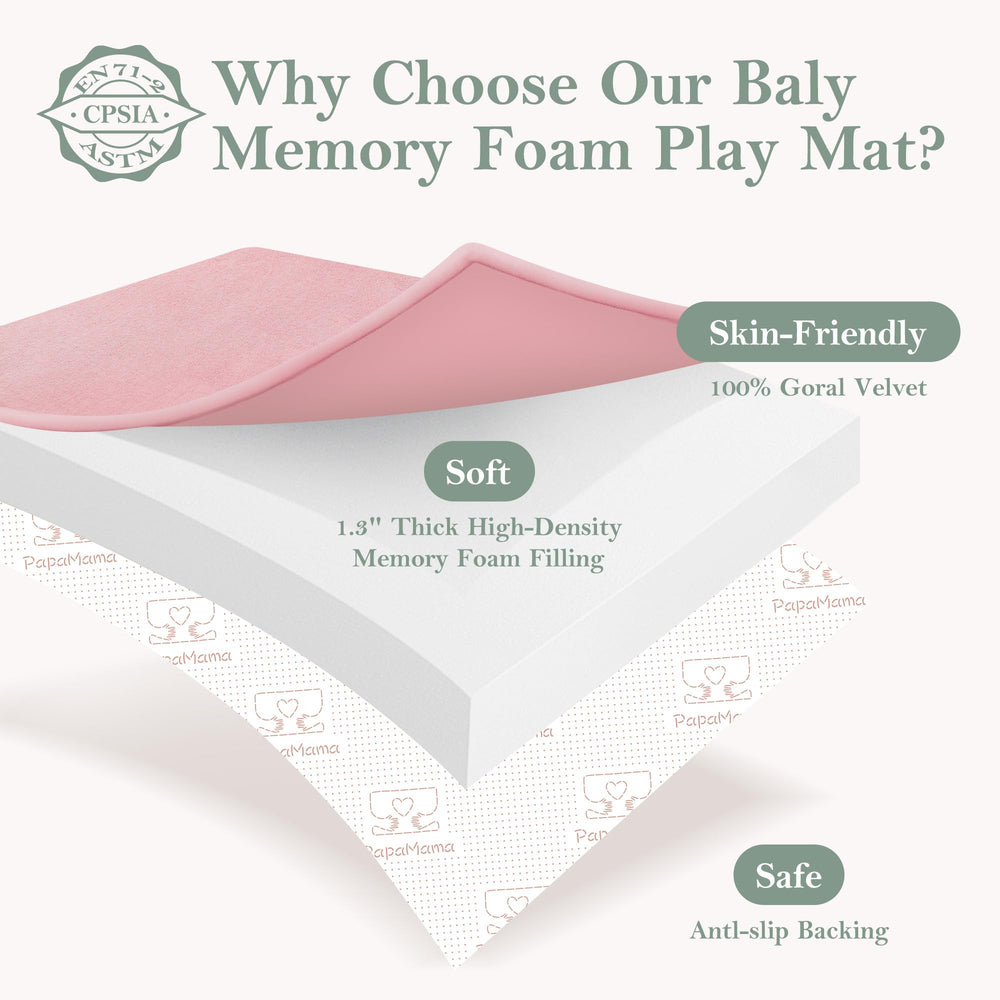 PapaMama ultra-soft plush nursery rug in pink enhances baby's cozy play area.
