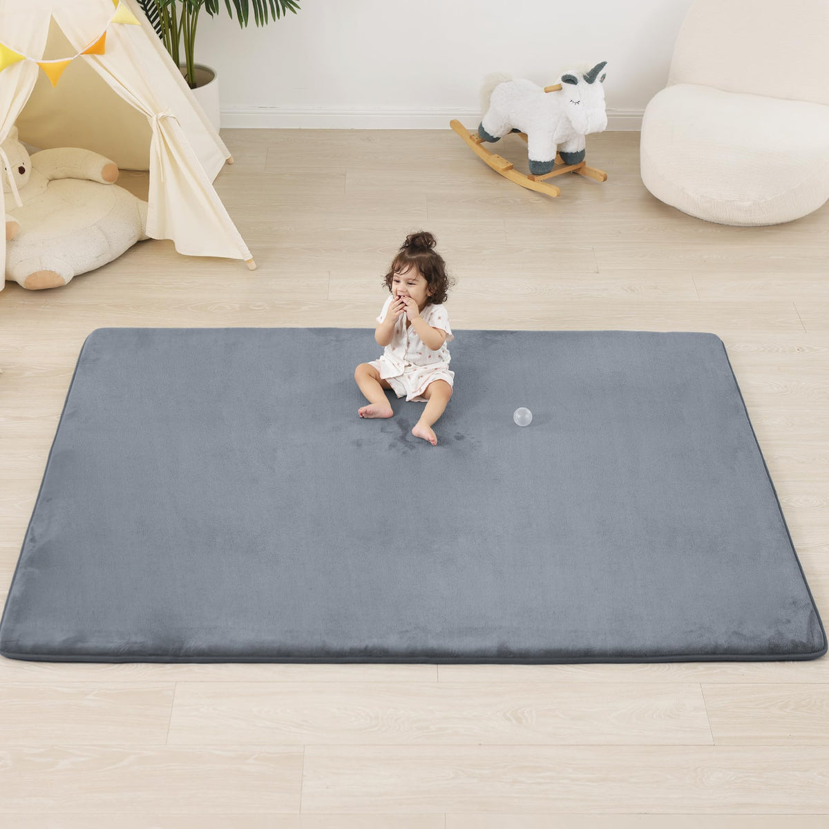 PaPaMat 1.3-inch thick baby floor mat with a 71x79 inch surface for tummy time