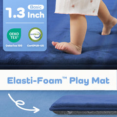 PaPaMat blue side view highlights thickness for safe crawling comfort