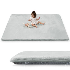 PaPaMat 1.5-inch light grey baby play mat cushioned floor space for tummy time