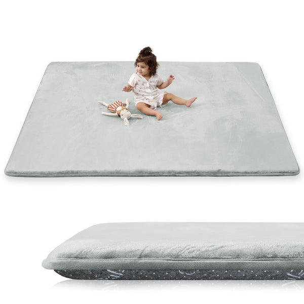 PaPaMat 1.5-inch thick baby play mat showing thick cushioning for safe baby play
