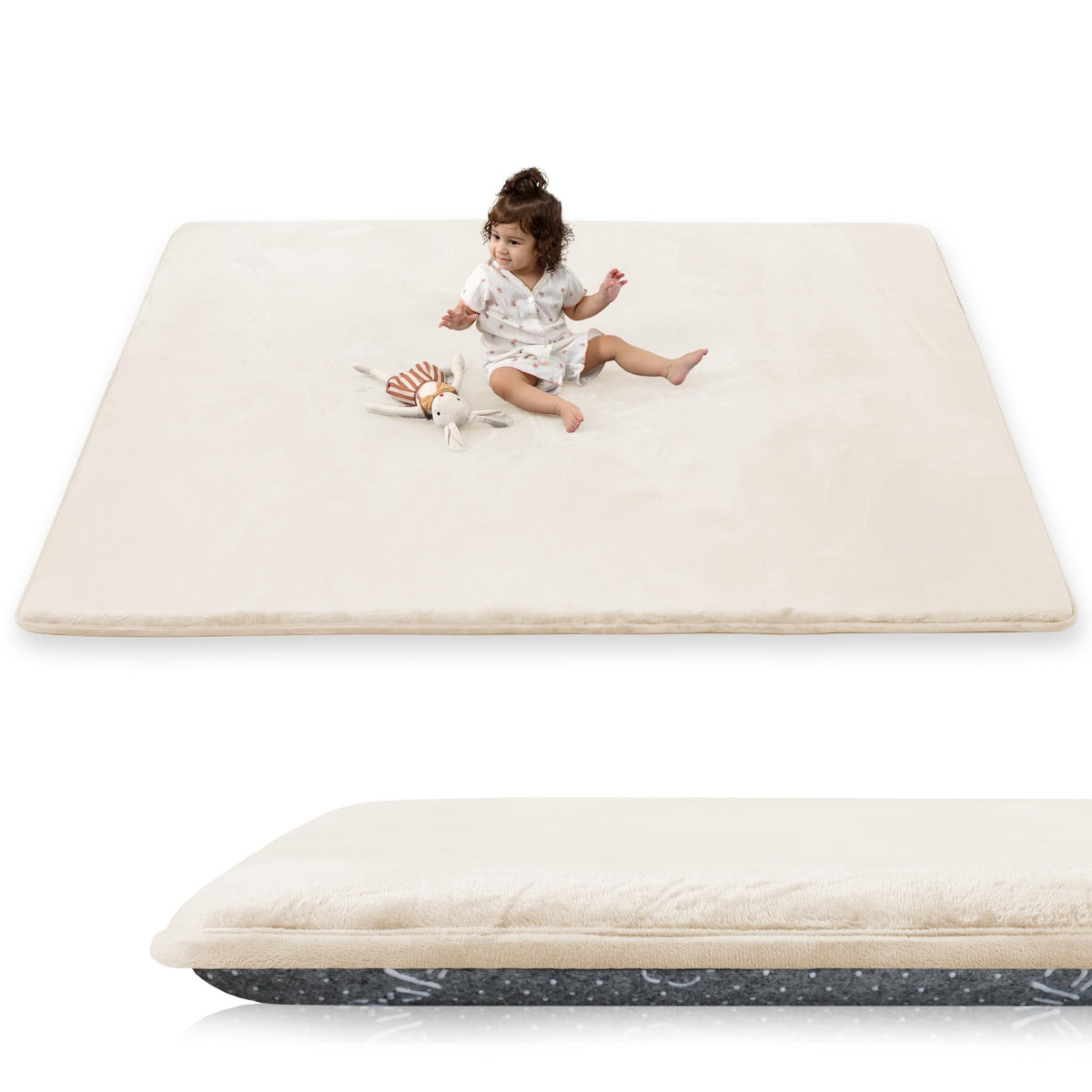 PaPaMat play mat close-up showing 1.5-inch cushioning for comfy tummy time