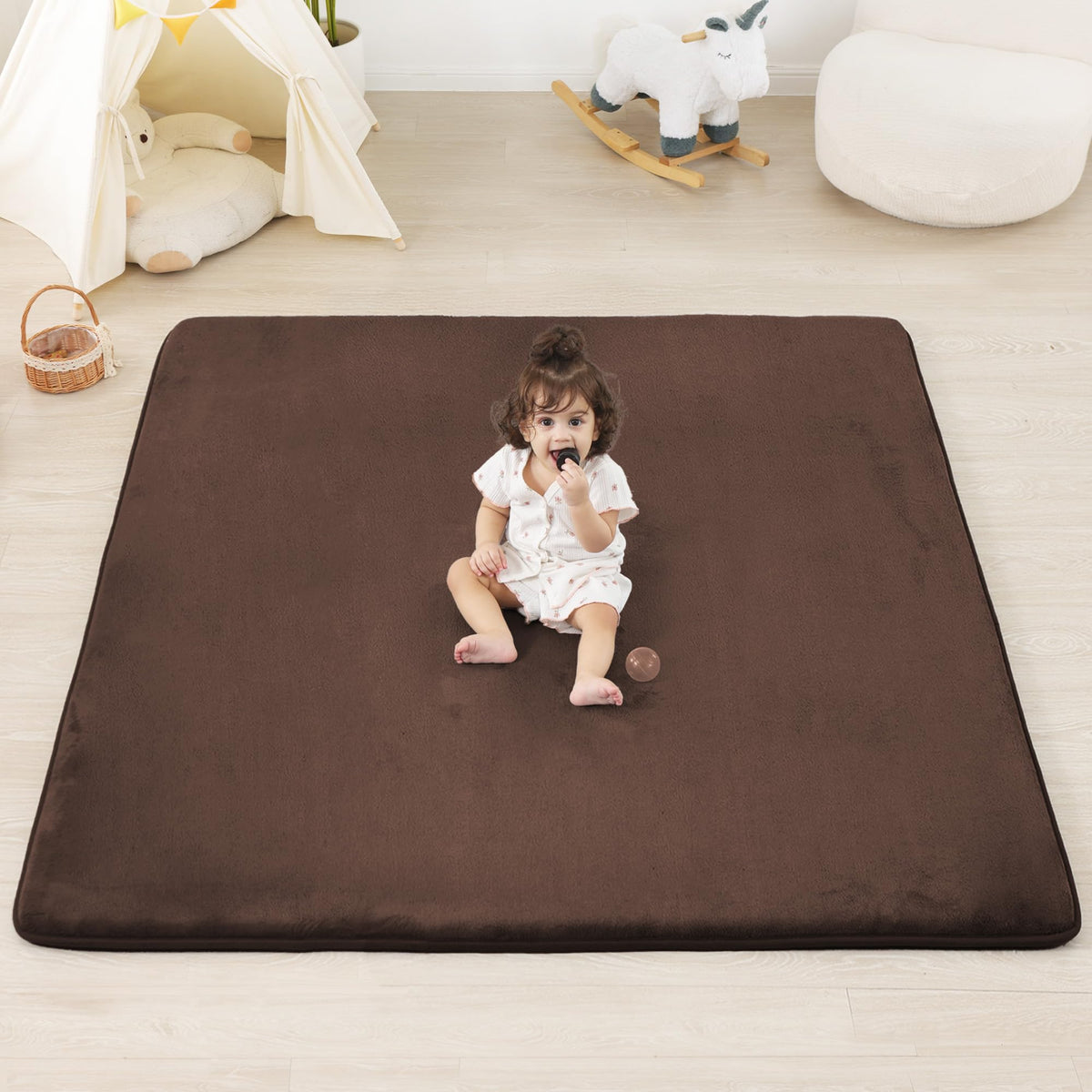 PaPaMat 1.3-inch thick padding on a 50x50 surface for crawling and tummy time.