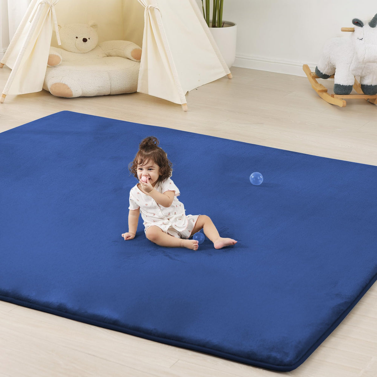 PaPaMat 13inch thick play mat blue offers cushioned support for crawling and tummy time