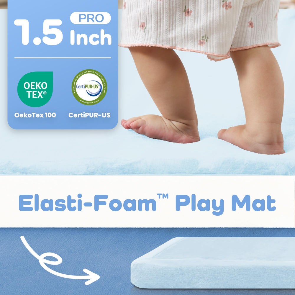PaPaMat 59x79 inch blue floor play area, spacious surface for multiple kids.