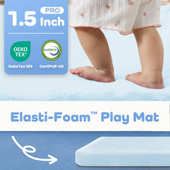 PaPaMat 59x79 inch blue floor play area, spacious surface for multiple kids.