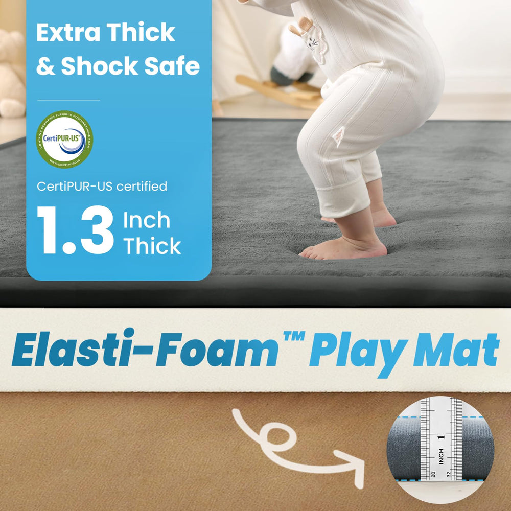PaPaMat 79x79 large foam tummy time area offering ample space for exploration.