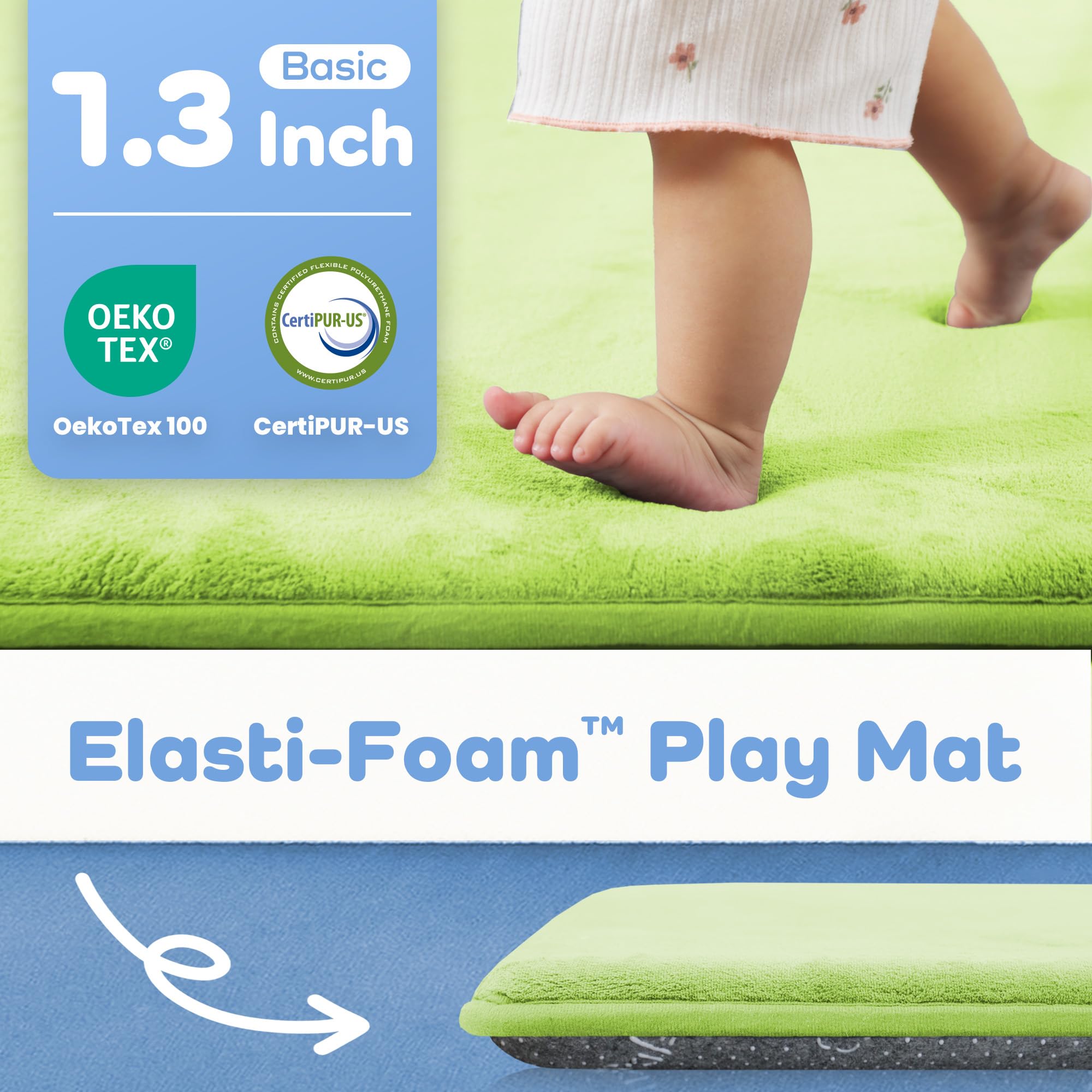 PaPaMat anti-slip backing floor mat keeps baby safe on wood or tile