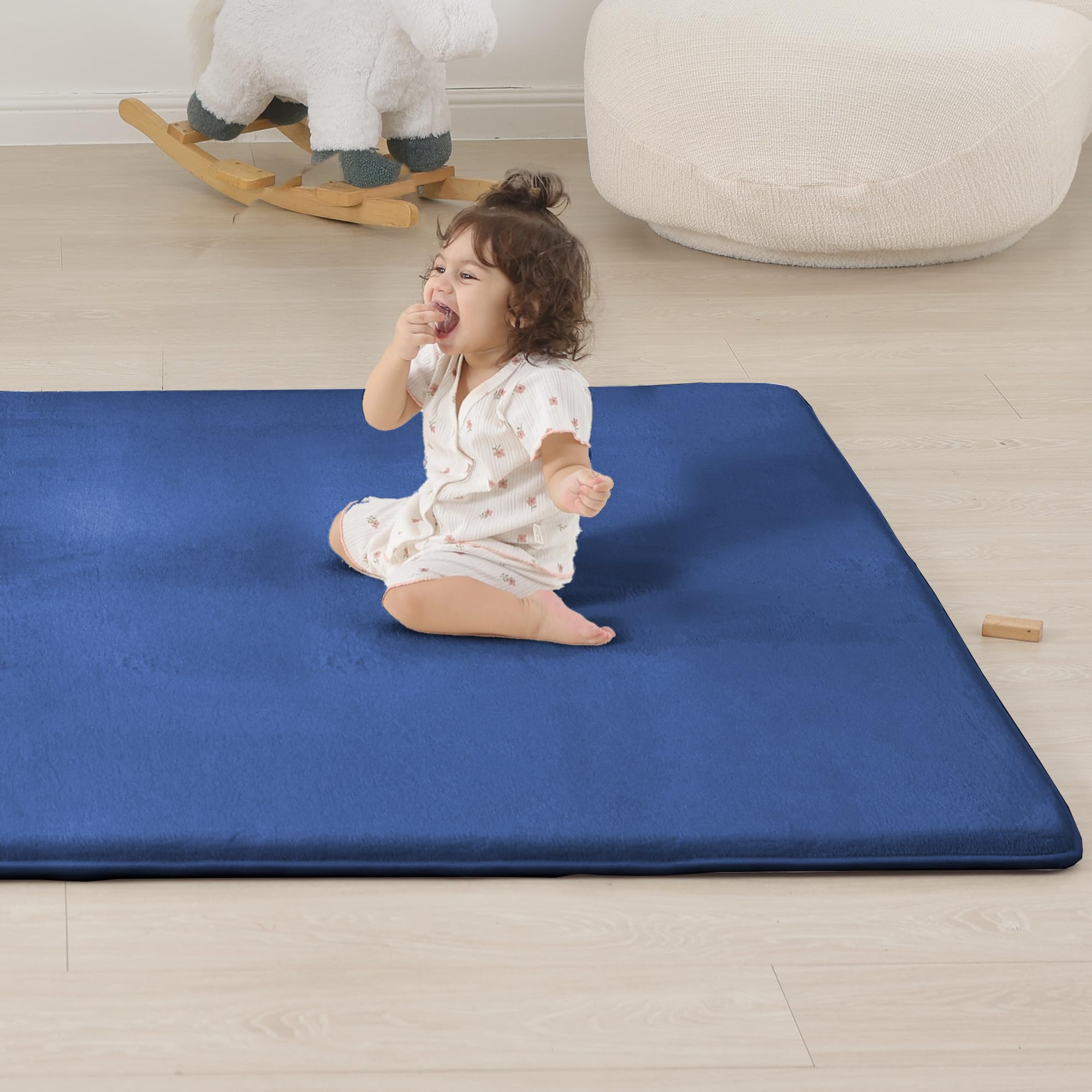 PaPaMat soft blue mat supports safe play for kids and pets
