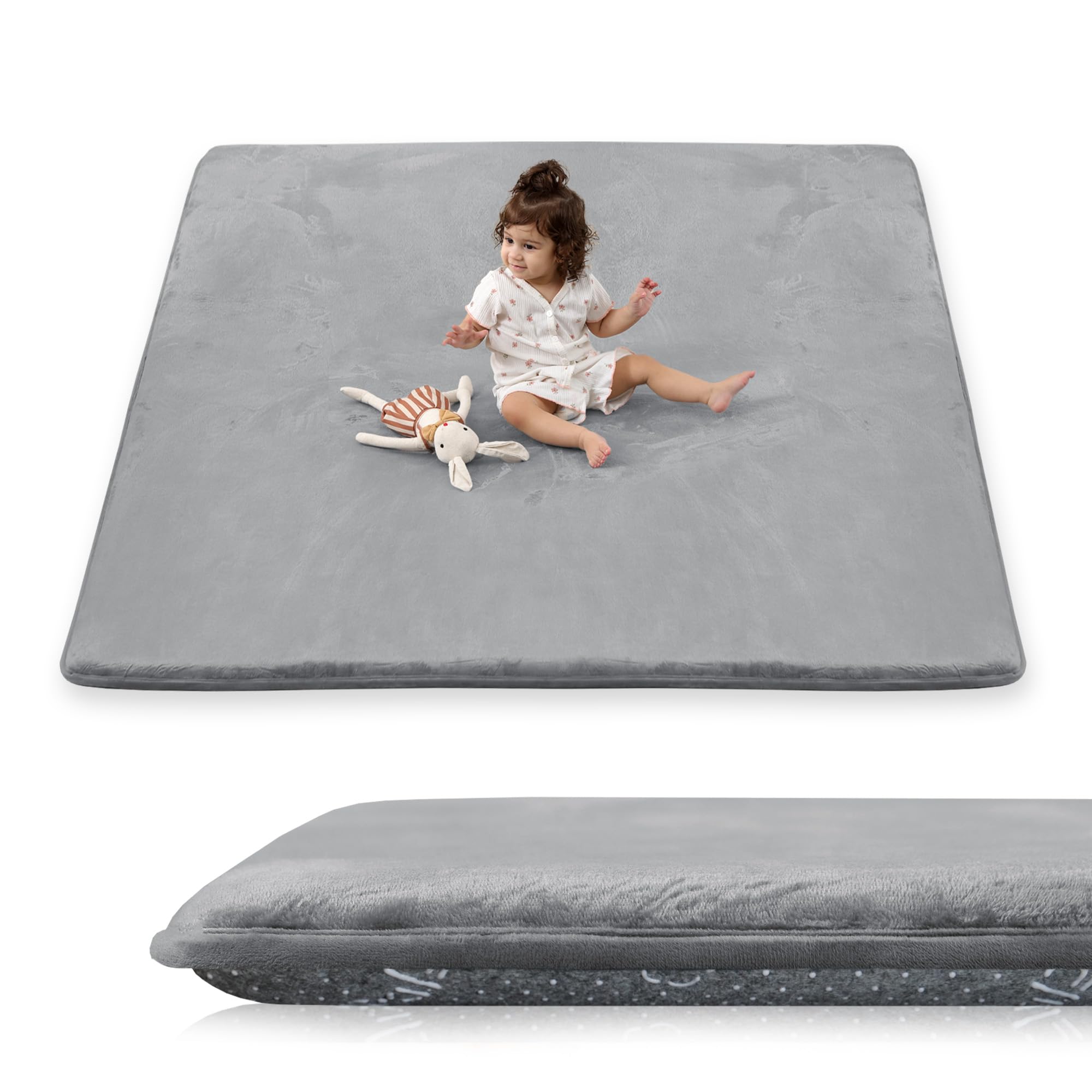 PaPaMat dark-grey nursery play mat offers a safe, spacious floor surface