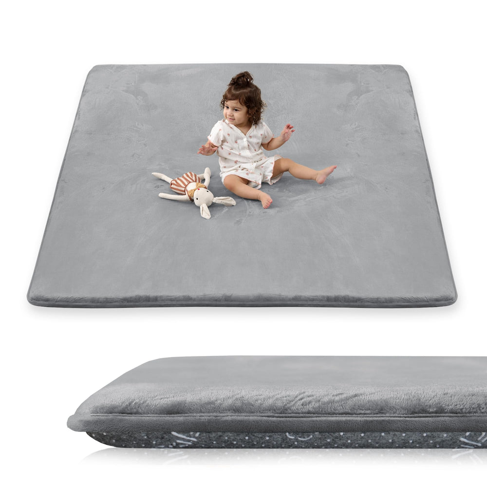 PaPaMat dark-grey nursery play mat offers a safe, spacious floor surface