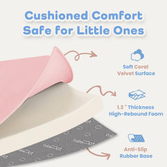 PaPaMat easy-to-clean velvet surface for quick spot-cleaning after spills.