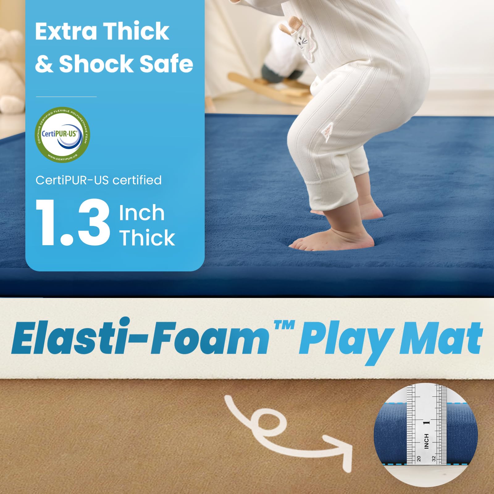 PaPaMat large padded cushioning creates a spacious soft play area.