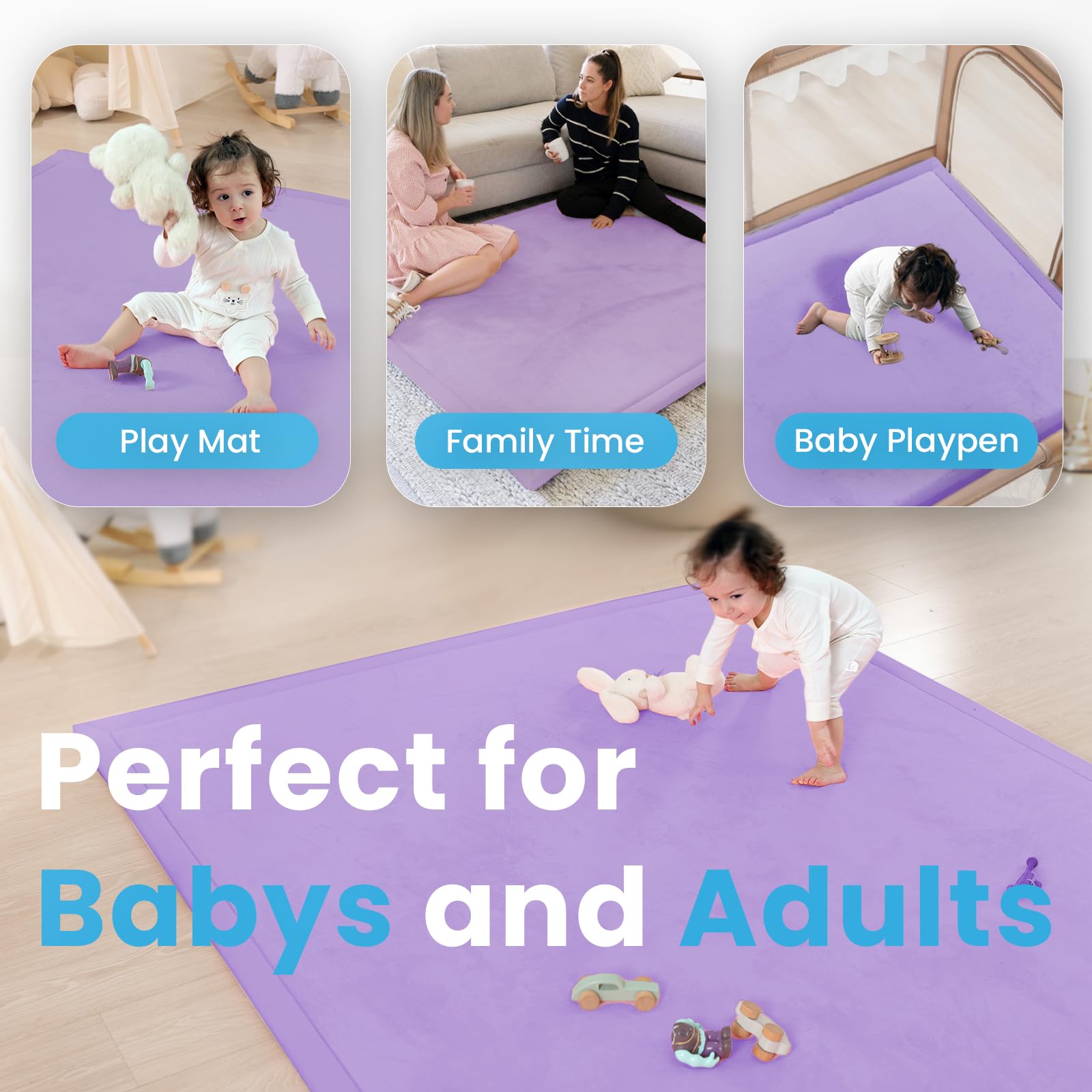 PaPaMat lavender ultra-thick foam detail highlights supportive padding for active crawlers
