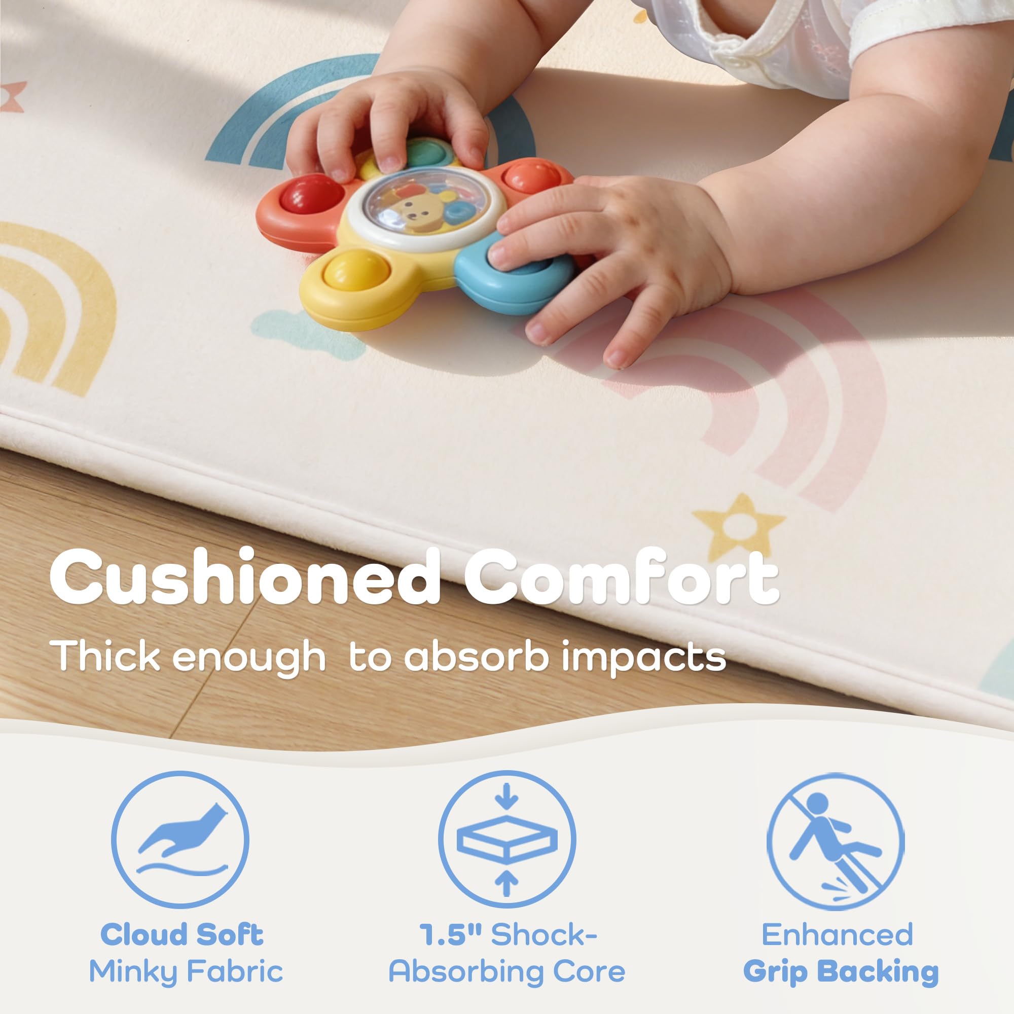 PaPaMat memory foam core demonstrates enhanced shock absorption during crawling.