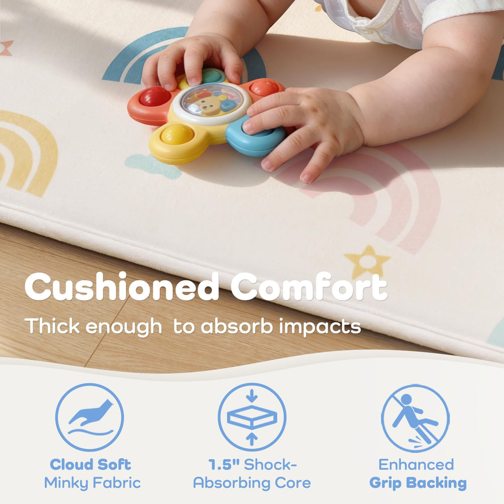 PaPaMat memory foam core demonstrates enhanced shock absorption during crawling.